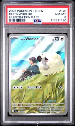 2025 POKEMON JTG EN-JOURNEY TOGETHER ILLUSTRATION RARE #170 HOP'S WOOLOO PSA 8 - Image 1