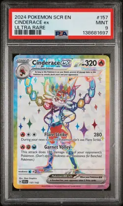 2024 POKEMON SCR EN-STELLAR CROWN ULTRA RARE #157 CINDERACE EX PSA 9 - Image 1