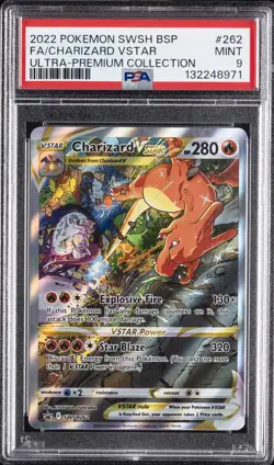 2022 POKEMON SWSH BLACK STAR PROMO #262 FULL ART/CHARIZARD VSTAR PSA 9 - Image 1
