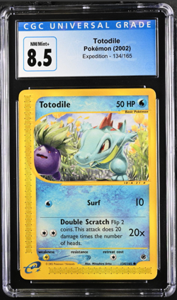 CGC 8.5 NM/MINT+ Totodile 134/165 Pokemon 2002 Expedition Pop 39 - Image 1