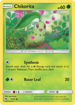 Chikorita (5) Reverse Holo - Lost Thunder Near Mint Pokemon TCG - Image 1