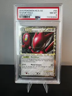 Pokemon 2010 Heartgold and Soulsilver Scizor Holo Undaunted #84 PSA 8 - Image 1