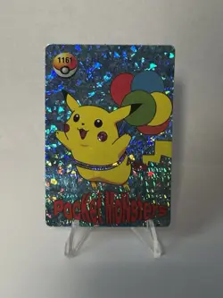 Pokemon Pocket Monsters Vending Prism Holo Vintage Sticker #1161 PIKACHU rare NM - Image 1