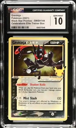 CGC 10 GEM MINT Greninja Gold Star SWSH144 Celebrations Black Star Promo Pokemon - Image 1