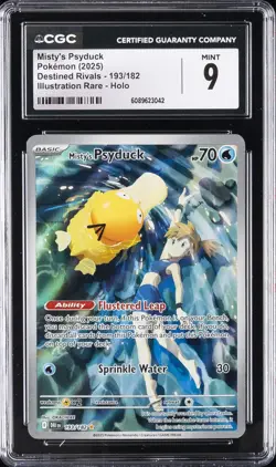 2025 POKEMON DESTINED RIVALS ILLUSTRATION RARE #193 MISTY'S PSYDUCK CGC 9 - Image 1