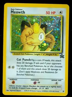 Pokemon MEOWTH 10 - HOLO PROMO - HEAVY PLAY - Card A - Image 1