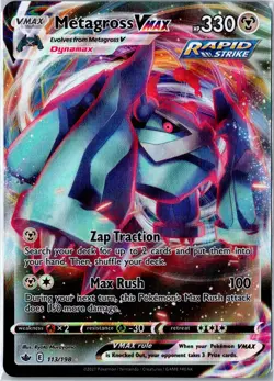 Pokemon Card - Metagross VMAX 113/198 Ultra Rare Holo SWSH06: Chilling Reign NM - Image 1