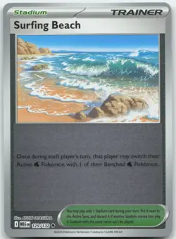 Surfing Beach 129/132 Reverse Holo ME01: Mega Evolution Pokemon Card NM - Image 1
