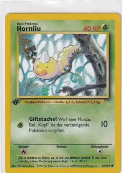 Pokemon Card Base Set No. 69/102 Hornliu First Edition German - Image 1