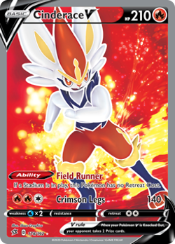 Cinderace V (Full Art) - Rebel Clash Near Mint Pokemon TCG - Image 1