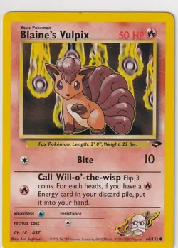 Pokemon Card Gym Challenge No. 66/132 Blaine's Vulpix English - Image 1