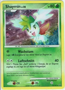 Pokemon Card Trading Card Game Platinum No. 15/127 Shaymin Holo German - Image 1