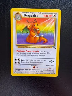 1999 Dragonite Non-Holo Rare 19/62 Pokemon Card - EXC - Image 1