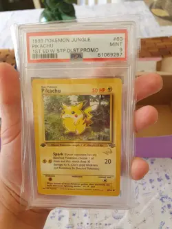 1999 Pokemon Jungle 1st Edition Pikachu W STAMP Gold Promo #60 PSA 9 MINT - Image 1