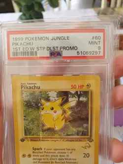 1999 Pokemon Jungle 1st Edition Pikachu W STAMP Gold Promo #60 PSA 9 MINT - Image 3