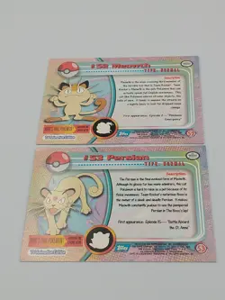 Meowth #52 Persian #53 Topps Pokemon Vintage Lot Cards 1999 set of 2 - Image 2