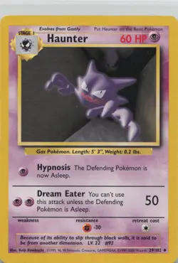 Haunter 29/102 Uncommon Base Set Unlimited Pokemon Lightly Played - Image 1