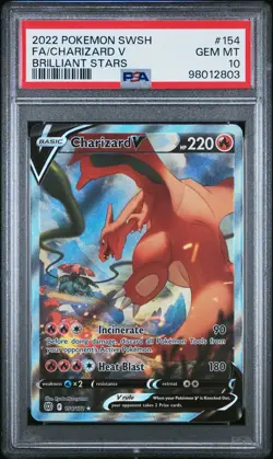 2022 POKEMON SWORD & SHIELD BRILLIANT STARS #154 FULL ART/CHARIZARD V PSA 10 - Image 1