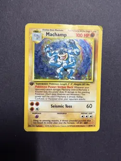Pokemon Base Set Machamp 8/102 - Holo 1st Edition MP - Image 1