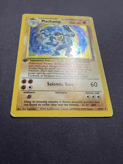 Pokemon Base Set Machamp 8/102 - Holo 1st Edition MP - Image 3
