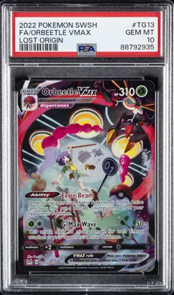 2022 POKEMON SWORD & SHIELD LOST ORIGIN #TG13 FULL ART/ORBEETLE VMAX PSA 10 - Image 1