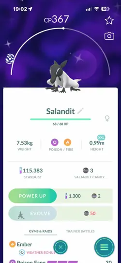 Pokemon Shiny Salandit Female - XXL size - Tr.a.d.e 20k stardust or P.T.C mini - Image 1