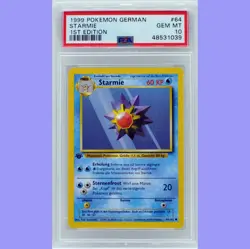 Pokemon 1st Edition Base Set German Starmie 64/102 PSA 10 Gem Mint - Image 1