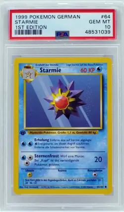 Pokemon 1st Edition Base Set German Starmie 64/102 PSA 10 Gem Mint - Image 3
