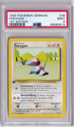 Pokemon Card 1999 Base Set German No. 39 Porygon First Edition PSA 9 - Image 1