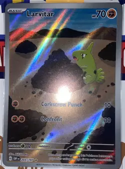 Pokemon TCG Obsidian Flames Larvitar Illustration Rare Holo Card 203/197 - Image 1