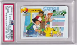 Pokemon 1998 Japanese Carddass Bandai No. 133 Ash & Pikachu, Misty PSA 10 - Image 1