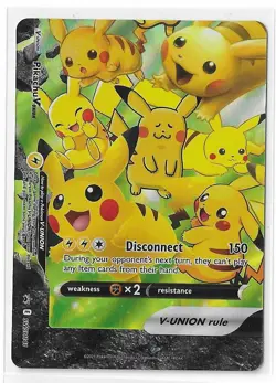 Pikachu V-Union SWSH141 Black Star Promo Sword & Shield SWSH Pokemon TCG Card LP - Image 1