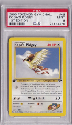 Pokemon Card 2000 Gym Challenge No. 49 Koga's Pidgey First Edition PSA 9 - Image 1
