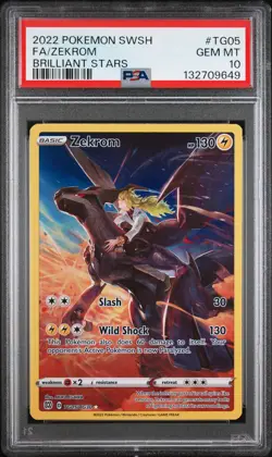 2022 POKEMON SWORD & SHIELD BRILLIANT STARS #TG05 FULL ART/ZEKROM PSA 10 - Image 1