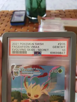 2021 Pokemon Evolving Skies Leafeon VMAX Alt Art #205 PSA 10 GEM MINT Secret - Image 3
