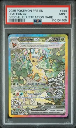 2025 POKEMON PRE EN-PRISMATIC EVOLUTIONS #144 LEAFEON EX PSA 9 - Image 1