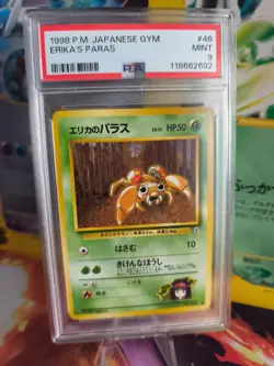 Pokemon Card Erika's Paras Vintage Rare Japanese Gym heroes 1998 PSA 9 - Image 1