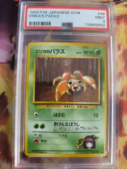 Pokemon Card Erika's Paras Vintage Rare Japanese Gym heroes 1998 PSA 9 - Image 2