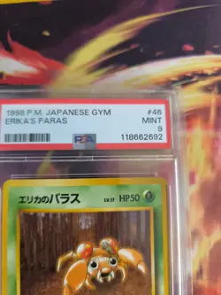 Pokemon Card Erika's Paras Vintage Rare Japanese Gym heroes 1998 PSA 9 - Image 4