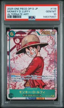 2025 ONE PIECE JAPANESE OP13-CARRYING ON HIS WILL #118 MONKEY D. LUFFY PSA 10 - Image 1