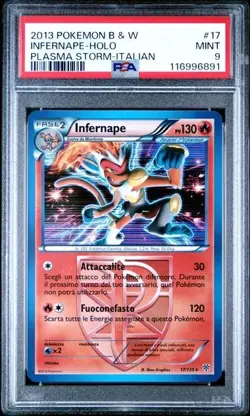 Pokemon PSA 9 Infernape #17 Holo Uragano Plasma Bianco e Nero 2013 Italiano - Image 2