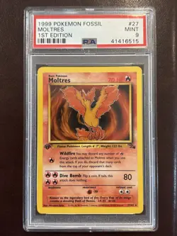 Pokemon TCG Moltres Fossil Card 27/62 1st Edition Rare PSA 9 Nonholo - Image 1