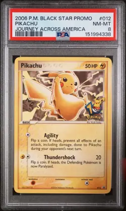 2006 POKEMON BLACK STAR PROMOS JOURNEY ACROSS AMERICA #012 PIKACHU PSA 8 - Image 1