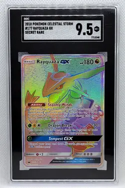 2018 POKEMON CELESTIAL STORM RAYQUAZA GX #177 SECRET/HYPER SGC 9.5 MINT #7713240 - Image 1