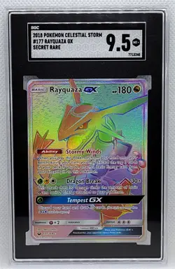 2018 POKEMON CELESTIAL STORM RAYQUAZA GX #177 SECRET/HYPER SGC 9.5 MINT #7713240 - Image 2