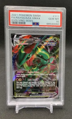 PSA 10 Gem Mint Pokemon Rayquaza VMAX SWSH Evolving Skies 111/203 - Image 1