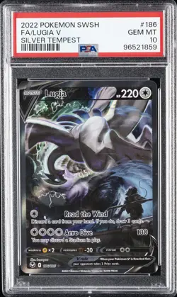 2022 POKEMON SWORD & SHIELD SILVER TEMPEST #186 FULL ART/LUGIA V PSA 10 - Image 1
