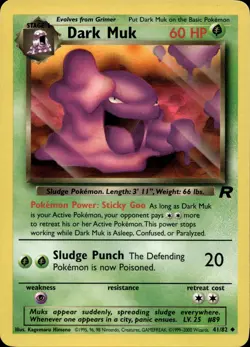 DARK MUK 41/82 UNCOMMON TEAM ROCKET POKEMON UNLIMITED LP - Image 1