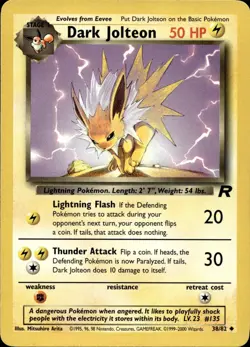 DARK JOLTEON 38/82 UNCOMMON TEAM ROCKET POKEMON UNLIMITED MP - Image 1