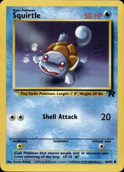 SQUIRTLE 68/82 COMMON TEAM ROCKET POKEMON UNLIMITED MP - Image 1